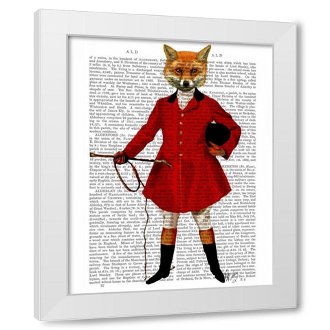 Fox Hunter 2 Full White Modern Wood Framed Art Print by Fab Funky