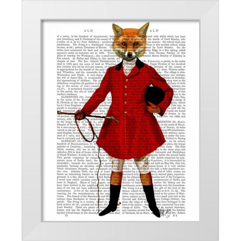 Fox Hunter 2 Full White Modern Wood Framed Art Print by Fab Funky