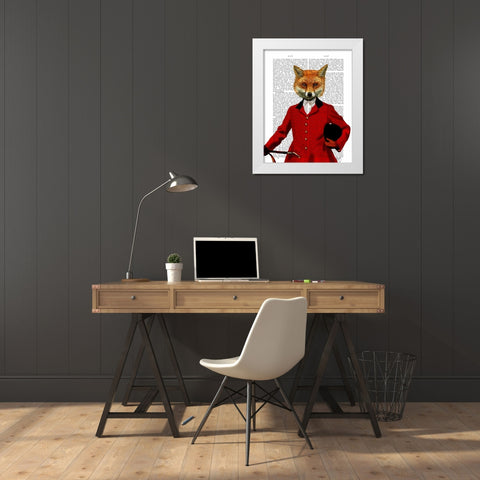 Fox Hunter 2 Portrait White Modern Wood Framed Art Print by Fab Funky