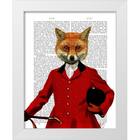 Fox Hunter 2 Portrait White Modern Wood Framed Art Print by Fab Funky