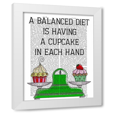 A Balanced Diet Illustration White Modern Wood Framed Art Print by Fab Funky