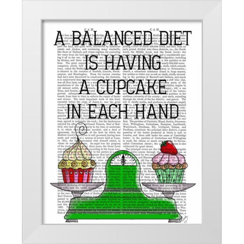 A Balanced Diet Illustration White Modern Wood Framed Art Print by Fab Funky
