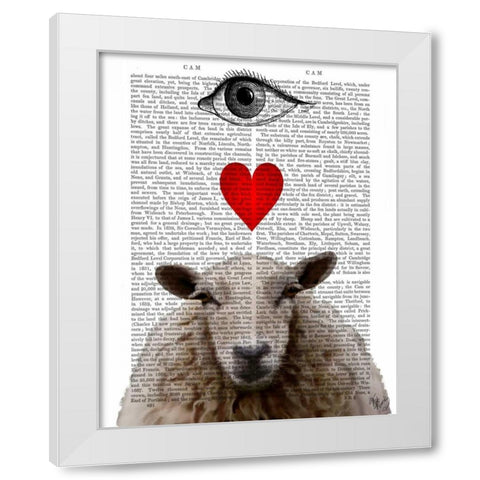 I Heart Ewe White Modern Wood Framed Art Print by Fab Funky