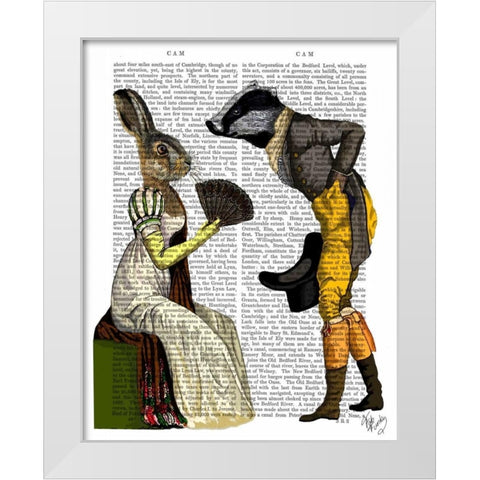 Look Of Love Regency Badger and Hare Couple White Modern Wood Framed Art Print by Fab Funky