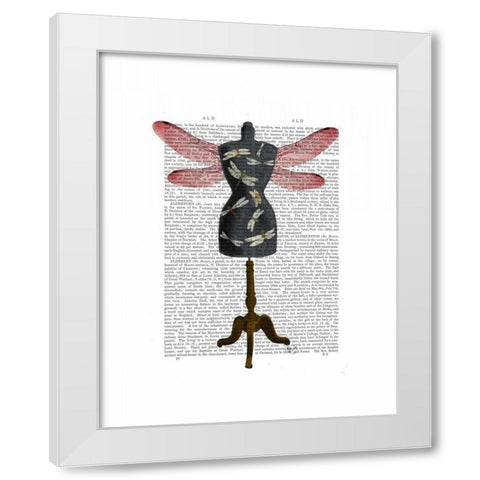 Dragonfly Mannequin White Modern Wood Framed Art Print by Fab Funky