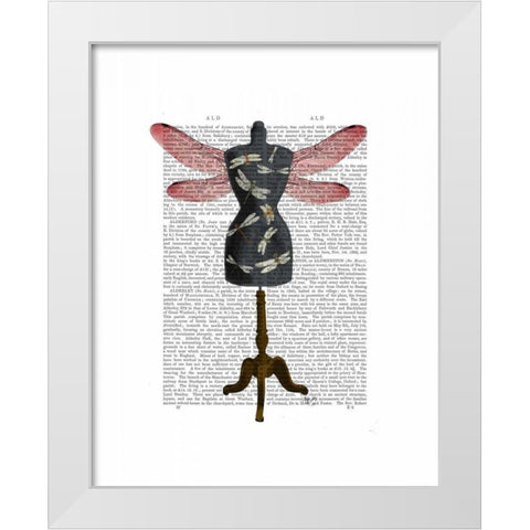 Dragonfly Mannequin White Modern Wood Framed Art Print by Fab Funky