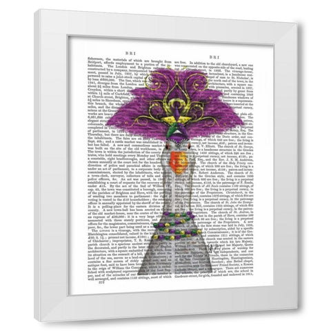 Goose Mardi Gras Headdress White Modern Wood Framed Art Print by Fab Funky