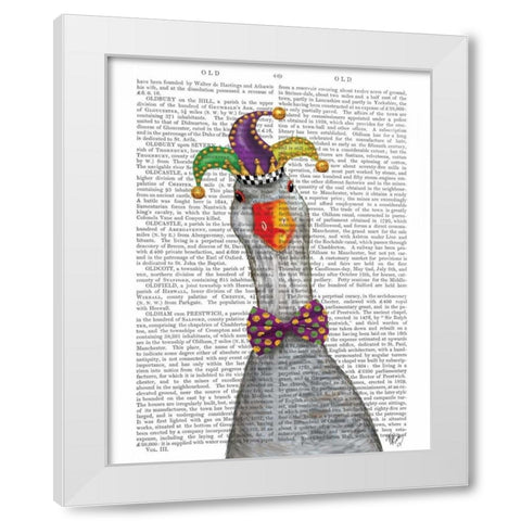Mardi Gras Goose Jester Hat White Modern Wood Framed Art Print by Fab Funky