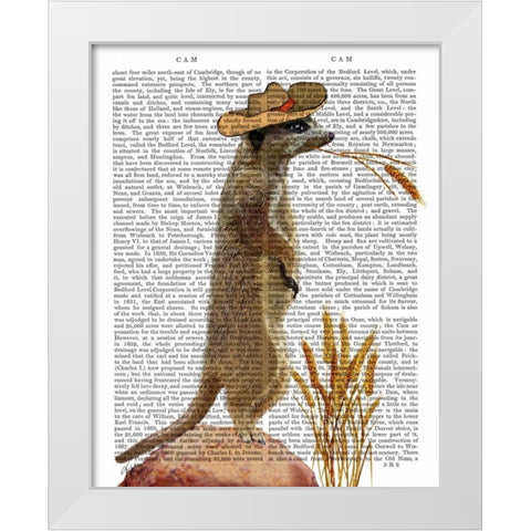 Meerkat Cowboy White Modern Wood Framed Art Print by Fab Funky
