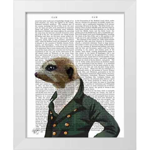 Dandy Meerkat Portrait White Modern Wood Framed Art Print by Fab Funky