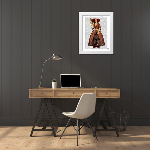 The Owl Lady White Modern Wood Framed Art Print by Fab Funky