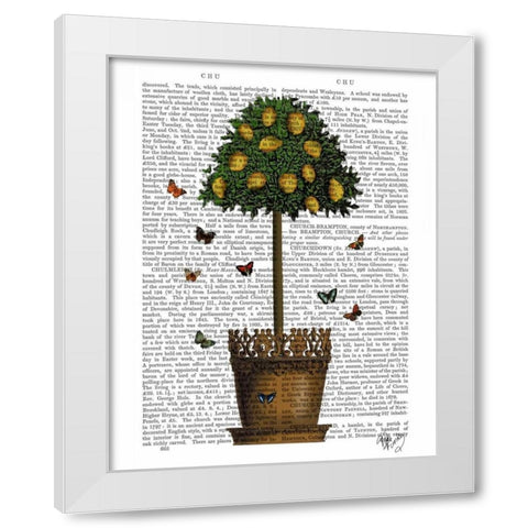 Lemon Tree White Modern Wood Framed Art Print by Fab Funky