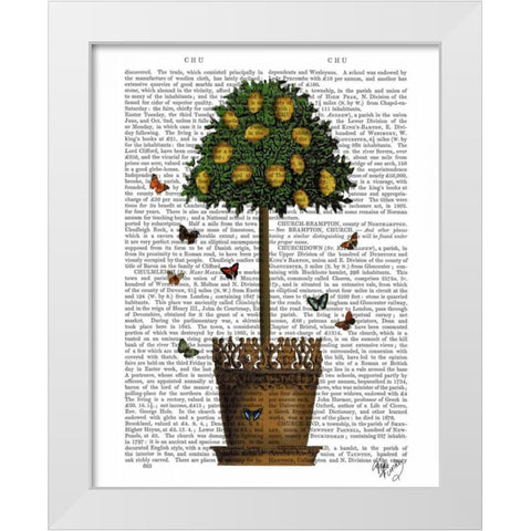 Lemon Tree White Modern Wood Framed Art Print by Fab Funky