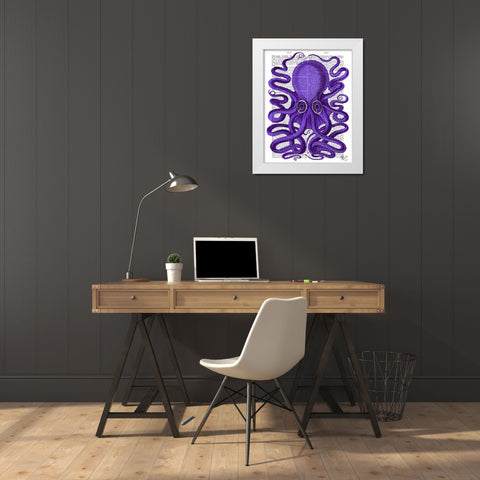 Purple Octopus White Modern Wood Framed Art Print by Fab Funky