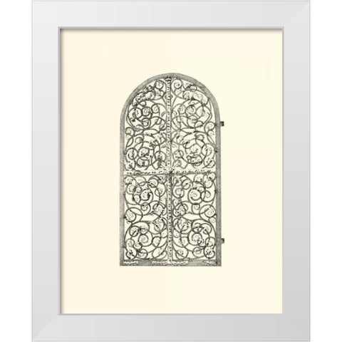 B-W Wrought Iron Gate VI White Modern Wood Framed Art Print by Unknown