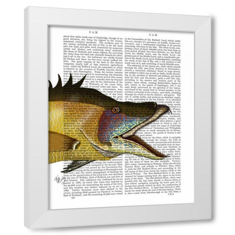 Great Hog Fish White Modern Wood Framed Art Print by Fab Funky