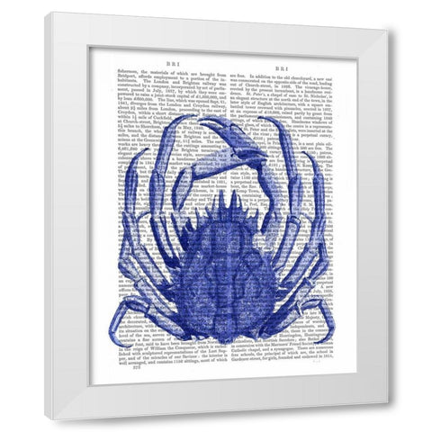 Blue Crab White Modern Wood Framed Art Print by Fab Funky
