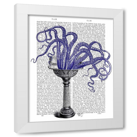 Octopus in Sink White Modern Wood Framed Art Print by Fab Funky