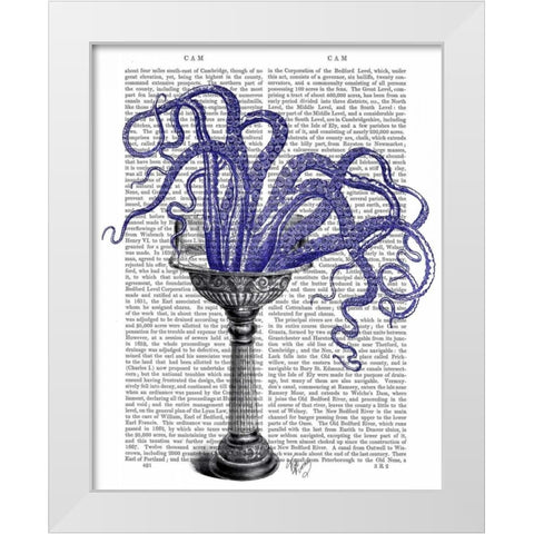 Octopus in Sink White Modern Wood Framed Art Print by Fab Funky