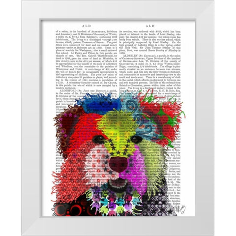 Yorkshire Terrier - Patchwork  White Modern Wood Framed Art Print by Fab Funky