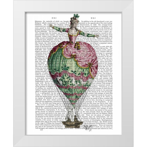 Hot Air Balloon Woman 2 White Modern Wood Framed Art Print by Fab Funky
