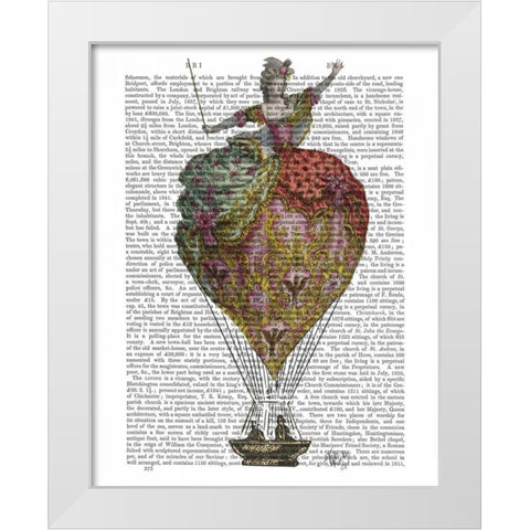 Hot Air Balloon Woman 3 White Modern Wood Framed Art Print by Fab Funky