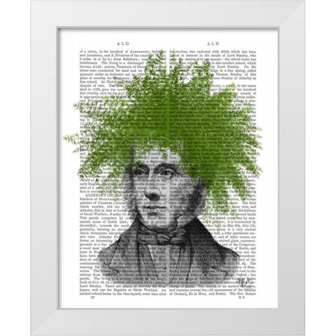 Asparagus Fern Head Plant Head White Modern Wood Framed Art Print by Fab Funky