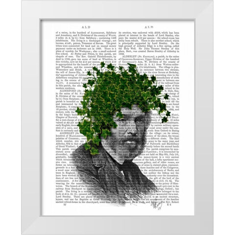 Ivy Head Plant Head White Modern Wood Framed Art Print by Fab Funky