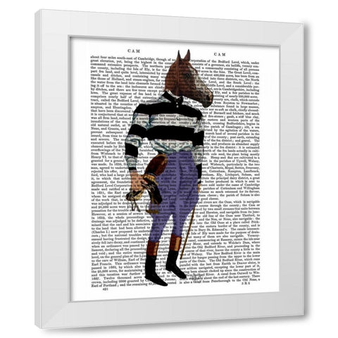 Horse Racing Jockey Full White Modern Wood Framed Art Print by Fab Funky