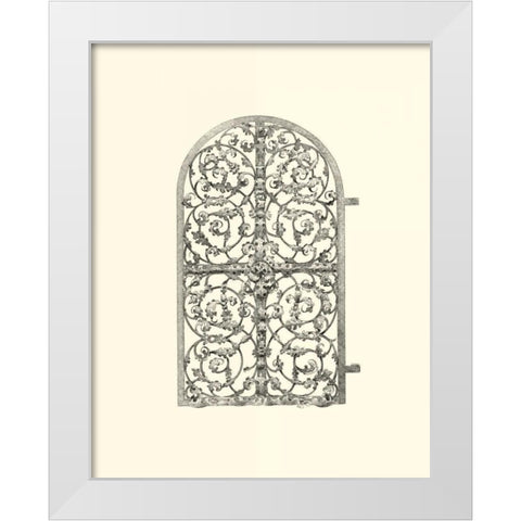 B-W Wrought Iron Gate VII White Modern Wood Framed Art Print by Unknown