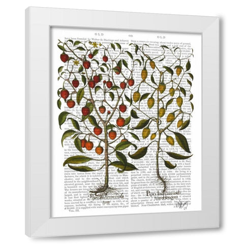 Peppers 1 White Modern Wood Framed Art Print by Fab Funky