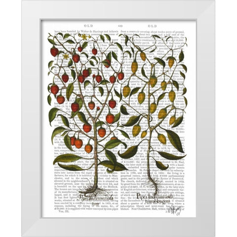 Peppers 1 White Modern Wood Framed Art Print by Fab Funky