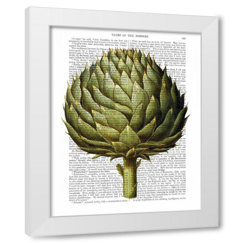 Globe Artichoke Print 2 White Modern Wood Framed Art Print by Fab Funky