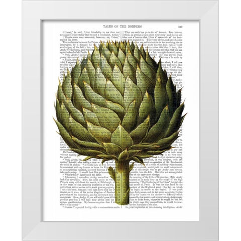 Globe Artichoke Print 2 White Modern Wood Framed Art Print by Fab Funky