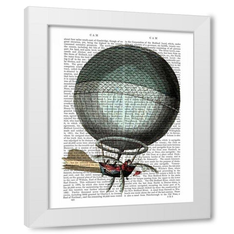 Blanchard Vintage Hot Air Balloon White Modern Wood Framed Art Print by Fab Funky