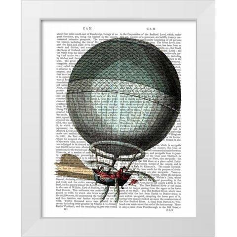 Blanchard Vintage Hot Air Balloon White Modern Wood Framed Art Print by Fab Funky