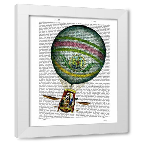 Light Blue Hot Air Balloon White Modern Wood Framed Art Print by Fab Funky