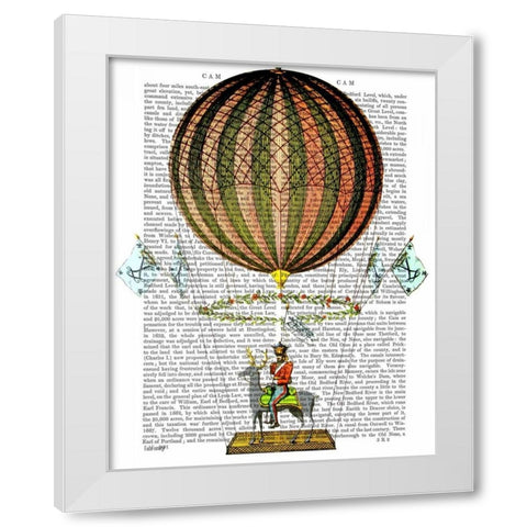 Hot Air Balloon Zephire White Modern Wood Framed Art Print by Fab Funky