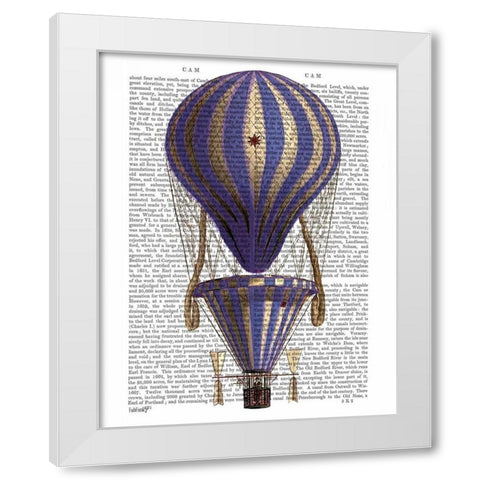 Tiered Hot Air Balloon Blue White Modern Wood Framed Art Print by Fab Funky