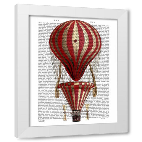 Tiered Hot Air Balloon Print Red White Modern Wood Framed Art Print by Fab Funky