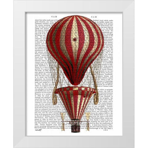 Tiered Hot Air Balloon Print Red White Modern Wood Framed Art Print by Fab Funky