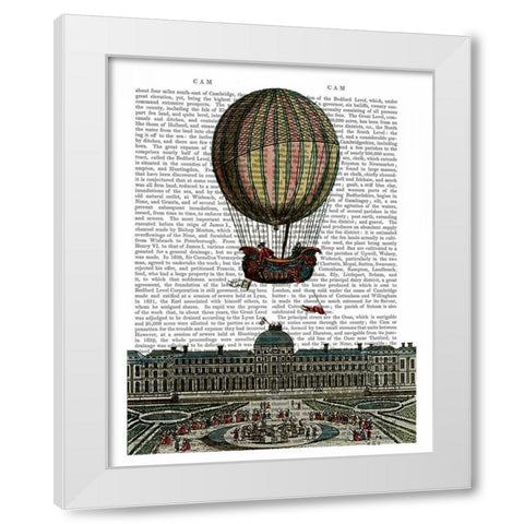 Airship Over City White Modern Wood Framed Art Print by Fab Funky