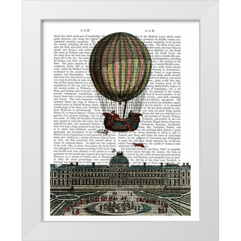 Airship Over City White Modern Wood Framed Art Print by Fab Funky