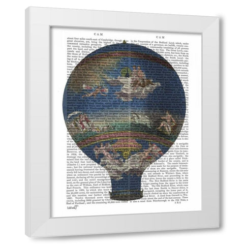Machine Aerostatique Hot Air Balloon White Modern Wood Framed Art Print by Fab Funky