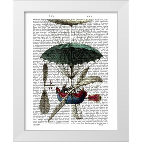 Place Du Louvre Hot Air Balloon White Modern Wood Framed Art Print by Fab Funky