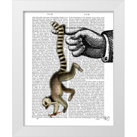 Ring Tailed Lemur on Finger White Modern Wood Framed Art Print by Fab Funky