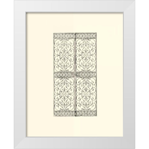 B-W Wrought Iron Gate VIII White Modern Wood Framed Art Print by Unknown