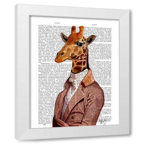 Regency Giraffe White Modern Wood Framed Art Print by Fab Funky