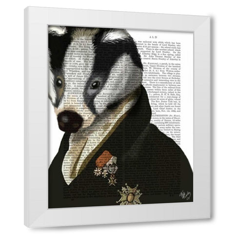 Badger the Hero White Modern Wood Framed Art Print by Fab Funky