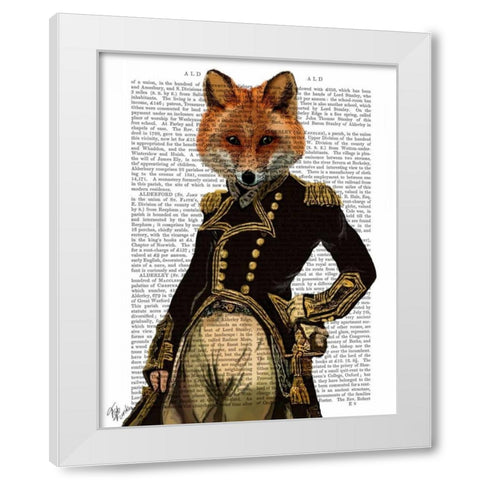 Admiral Fox Full White Modern Wood Framed Art Print by Fab Funky